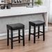 Wood Faux Leather Pub-Height Kitchen Counter Bar Stool 26", Set of 2