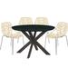 Leisuremod Ravenna 5-Piece Dining Set with 4 Plastic Chairs and Round Table with Geometric Base