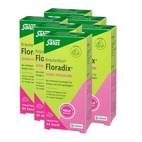 Floradix Eisen Folsaeure Sechserpack 6x84 St Tabletten