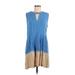Umgee Casual Dress - A-Line Crew Neck Sleeveless: Blue Tie-dye Dresses - Women's Size Medium
