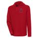 Men's Antigua Red Los Angeles Angels Strong Hold Long Sleeve Henley Hoodie T-Shirt