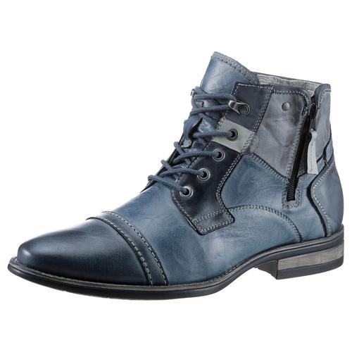 Schnürstiefelette KRISBUT Gr. 43, blau (blau, grau) Herren Schuhe mit herausnehmbarer Textilinnensohle