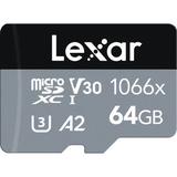 Lexar 64GB Professional 1066x UHS-I microSDXC Memory Card with SD Adapter (SILVER LMS1066064G-BNANU