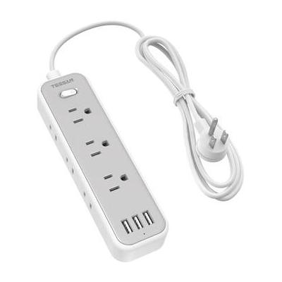 Tessan 9-Outlet Cruise Ship Power Strip with 3 USB Ports (White and Gray, 6') TS-1016-GR