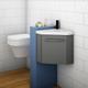 Bathroom Cloakroom Corner Vanity Unit Basin Sink Small Wall Hung Sink Cabinet Grey - Grey