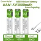 Batterie lithium-ion rechargeable AAA 1.5V 3000mAh avec télécommande pour jouet électrique avec