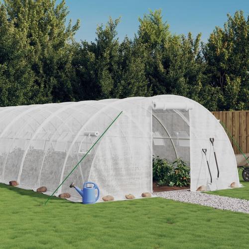 vidaXL Serre avec cadre en acier blanc 96 m² 24x4x2 m