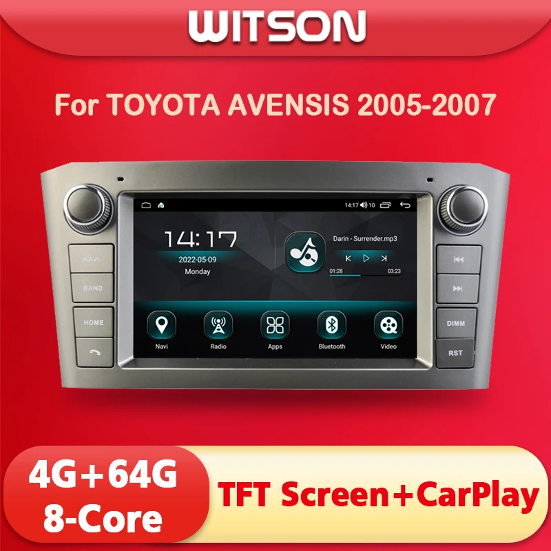 Witson android 14 autoradio für toyota avensis t25 2005 2006 2007 carplay gps navi multimedia wifi kopfe inheit Image