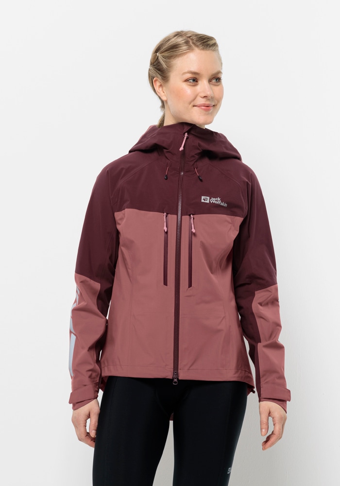 Fahrradjacke JACK WOLFSKIN "MOROBBIA 3L JKT W", Damen, Gr. L (42/44), apple, butter, OBERSTOFF 100% POLYESTER ABSEITE 100% POLYESTER, Jacken Image