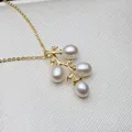 Wedding Gold Plated Pearl Pendants Fine Jewelry For Women Natural Freshwater Pearl Necklaces White