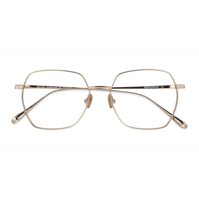 Unisex s square Gold Titanium Prescription eyeglasses - Eyebuydirect s Holistic