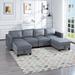 116" Square Arm Sectional Sofa U-Shape Velvet Upholstered Modular Couch with Reclined Backs and Storage, Ottoman Included