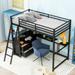Twin Size Loft Bed with Desk & Storage, Metal & Wood Loft Bed Frame