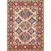 Beige Geometric Kazak Foyer Rug Oriental Handmade Wool Carpet - 3'6" x 5'1"