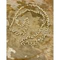 Long Layering Gold Filled Necklace With Tiny Dangling Creamy White Freshwater Pearls