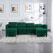 116" Square Arm Sectional Sofa U-Shape Velvet Upholstered Modular Couch with Reclined Backs and Storage, Ottoman Included