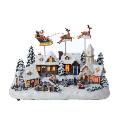 Kurt Adler 12-Inch Battery Operated Musical LED Village with Santa and Deer