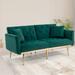 Velvet Upholstered Convertible Folding Futon Sofa Bed, Sleeper Sofa Manual Recline Loveseat Lounge Couch for Living Room