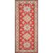 Geometric Red Kazak Oriental Runner Rug Handmade Wool Carpet - 2'2" x 5'7"