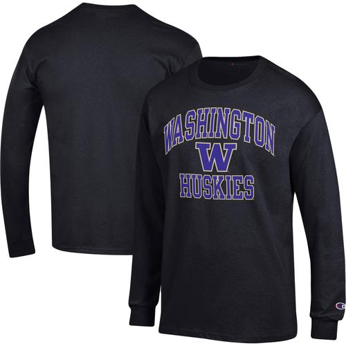 Herren-Langarm-T-Shirt Champion Black Washington Huskies High Motor