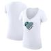 Women's G-III 4Her by Carl Banks White Philadelphia Eagles Heart Graphic V-Neck Fitted T-Shirt