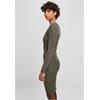 Shirtkleid URBAN CLASSICS "Urban Classics Damen Ladies Cut Out Dress", Damen, Gr. 5XL, US-Größen, grün (olive), 35% Viskose, 35% Polyacryl, 30% Polyamid, unifarben, klassisch, slim fit, U-Boot-Ausschnitt, Langarm, Kleider