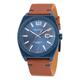 Nautica Men's NAPPBS303 Pacific Beach Brown Apple Grain Leather Strap Watch, Blue/Light Blue/Brown