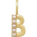 14ct Yellow Gold Letter Name Personalized Monogram Initial B Cultured White Freshwater Pearl 2mm Polished White Initial Pendant Necklace Jewelry Gifts for Women