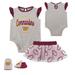 Newborn Heather Gray/Burgundy Washington Commanders All Dolled Up Three-Piece Bodysuit, Skirt & Booties Set