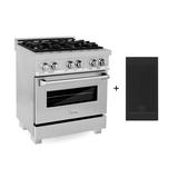 "ZLINE 30"" 4.0 cu. ft. Electric Oven and Gas Cooktop Dual Fuel Range with Griddle and Brass Burners in Fingerprint Resistant Stainless (RAS-SN-BR-GR-30) - Zline Kitchen and Bath RAS-SN-BR-GR-30"