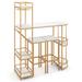 Costway 3 Pieces Bar Table Set with Storage Shelves and Wine Rack-Golden