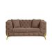 Contempo Modern Transitional Style Upholstery Loveseat Made with Buckle Fabric & Golden Accent Legs