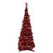 6' Pre-Lit Red Tinsel Pop-Up Artificial Christmas Tree - Clear Lights - 6 Foot