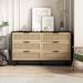 51"W Modern 6-Drawer Rattan Storage Cabinet Dresser