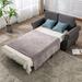 Linen Pull Out Sofa Bed Loveseat with Memory Foam Mattress