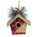 5.75" Red Black Buffalo Plaid Hanging Bird House Christmas Ornament