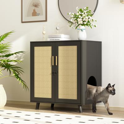 Cat Litter Box Enclosure 2-Door Storage Cabinet Bathroom Cabinet