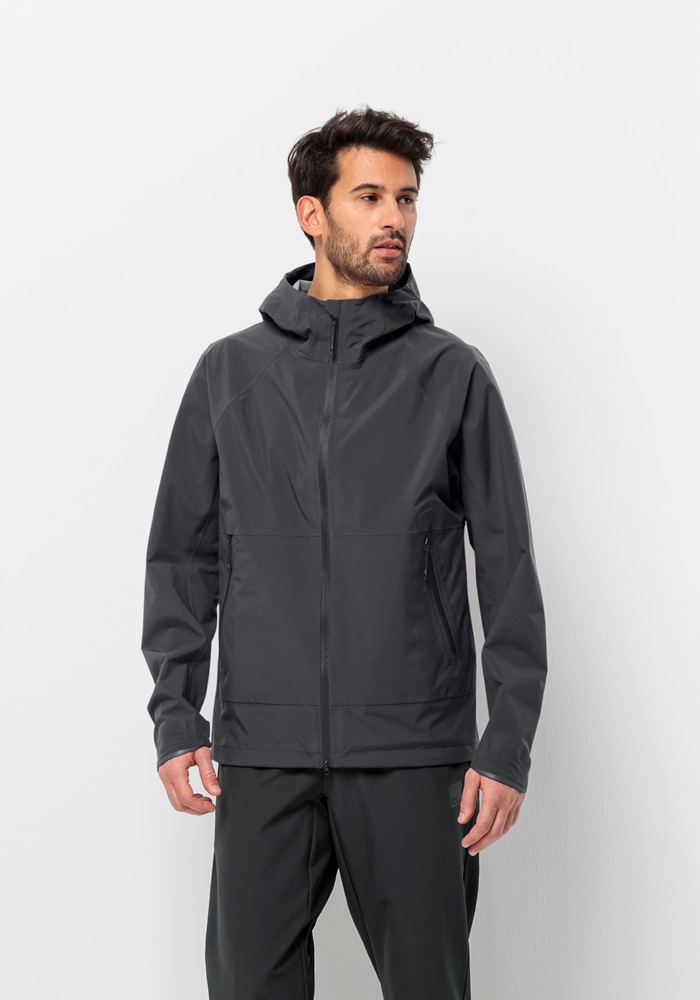 Fahrradjacke JACK WOLFSKIN "BIKE COMMUTE MONO JKT M", Herren, Gr. XXXL (60), grau (phantom), Style:Oberstoff 100% POLYESTER; ABSEITE: 100% POLYESTER, AUSSER NICHT FASERIGES MATERIAL, Jacken Image