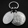 White Enamel 60 Fob 1963 Half Crown Coin Keyring 61st Birthday Gift Vintage Birth Year Born in Recycled Unique Keepsake Him Her Men Women UK