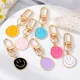Cute Smile Face Keychain Yellow Pink Blue Black Enamel Metal Key Ring Bag Accessories For Women