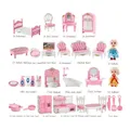 33 Items/lot Cute Pink Miniature Dollhouse Furniture Accessories Kids Toys Bathroom Bedroom Kitchen