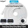 1m/5m/10m Ultra Long Type C Charging Cable Extra Extender Charger Wire Cord for Xiaomi Huawei Mobile