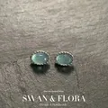 5*3MM Natural Aquamarine Stud Earrings For Women Real 925 Sterling Silver Vintage Femme Gift Prevent