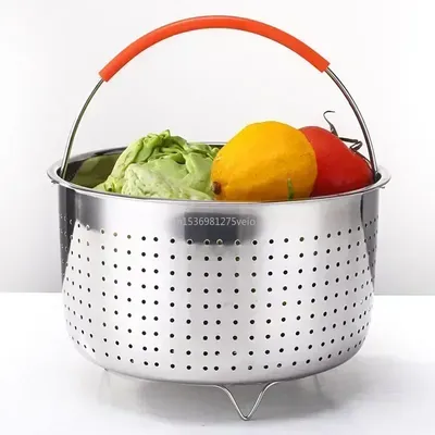 304 Stainless Steel Steamer Basket Instant Pot Accessories for 3/6/8L Instant Cooker with Silicone