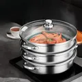 Stainless Steel Cookware 3 Tier Steamer Steaming Pot Set Stainless Steel Stockpot Multifunction