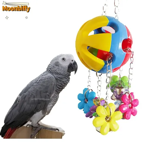 Vogel Kauen Spielzeug mit Glocken für Papagei Ara Graupapageien Eclectus Kakadu Wellensittiche