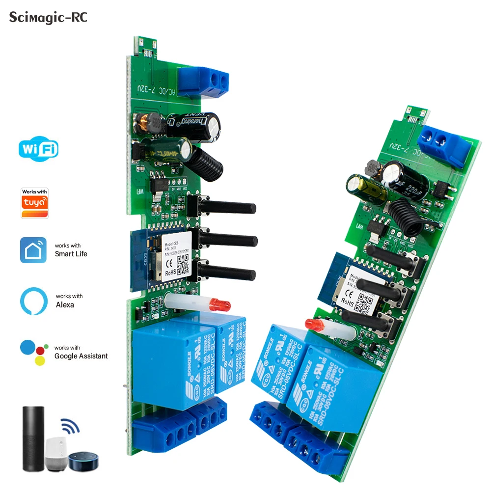 Tuya DIY 2-Kanal Smart Switch für Smart Life Timing, drahtlose Steuerung, Relais-Automatisierung, RF433, kompatibel mit Alexa und Google Home Image