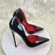 Hochhackige Schuhe mit Seiten luft rote Sohle schwarze Damenschuhe sexy schlanke Absätze spitze