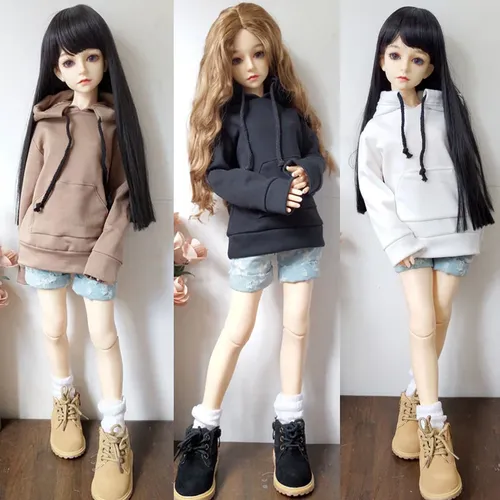 Mode Puppe Kleidung Baumwolle Hoodies einfarbige Accessoires für bjd Puppen Mädchen Puppe