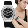 Mode Gummi Frauen Uhren luxuriöse Marke lässig Diamant weibliche Quarz Armbanduhren einfache Sport